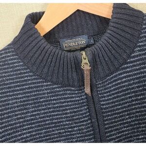 Pendleton Washable Wool 1/4 Zip Navy Blue Sweater Pullover Long Sleeve Mens L